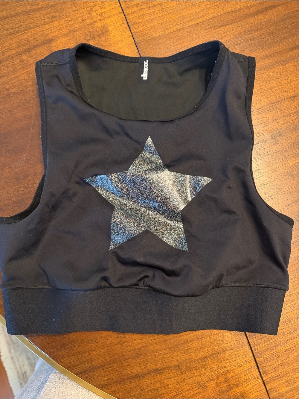 ultracor Black Crop Top with Iridescent Star